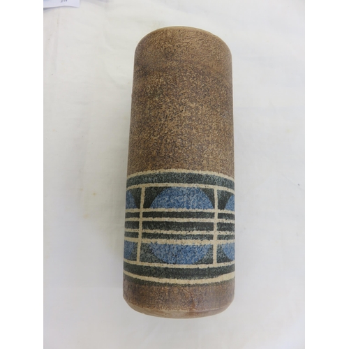 289 - Troika Cylinder Vase on Brown Ground