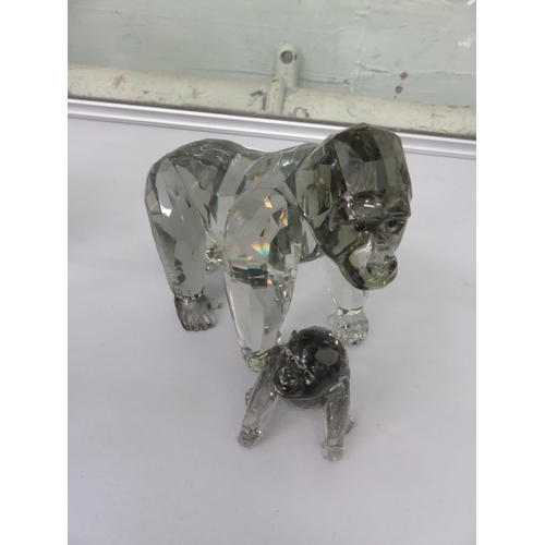 299 - Mother and Child Swarovski Gorilla Figures