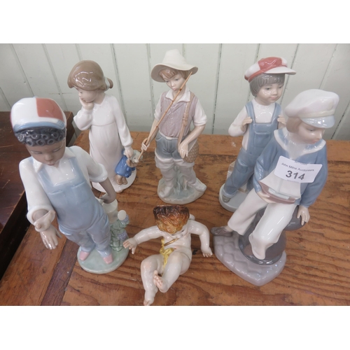 314 - Four Lladro, One Nao and One other