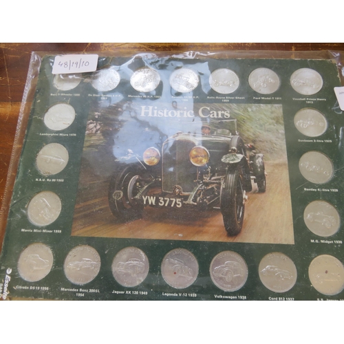 324 - Racing Car Picture Card Album and Historic Car Coin Set