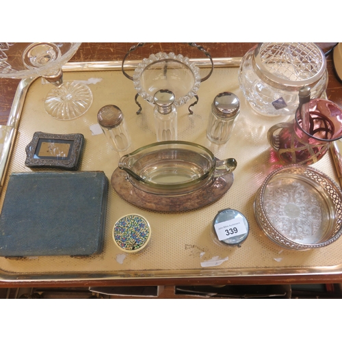 339 - Collection of E.P. to include Wine Coaster, Sauce Boat and Stand, Metal Overlay Cranberry Jug, E.P. ... 