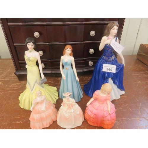 340 - Three Coalport and Three Royal Doulton Figures