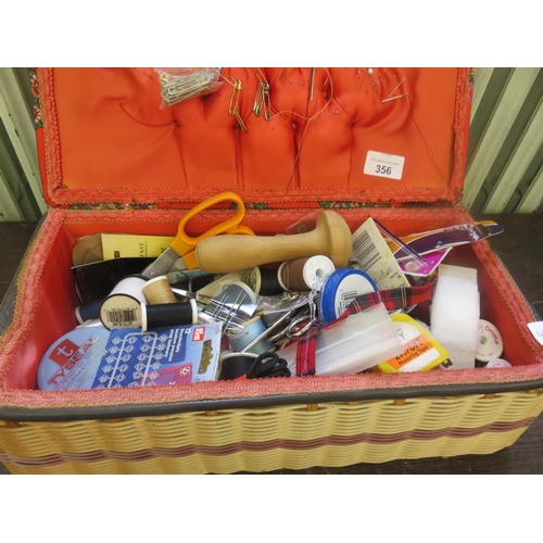 356 - Sewing box and contents