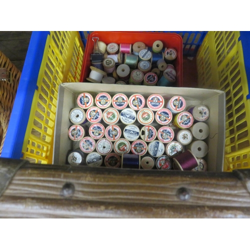 364 - Box of Cotton Reels plus case of Knitting Books