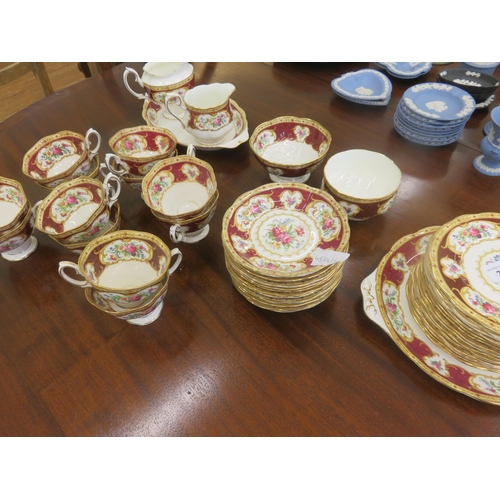 393 - Royal Albert Lady Hamilton 12 part Tea Set