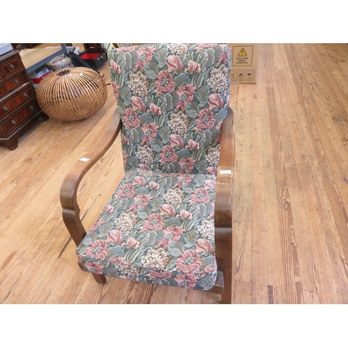 413 - Upholstered Oak Carver Chair