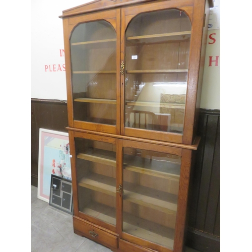 467 - Two piece Oak Bookcase and Under Cabinet