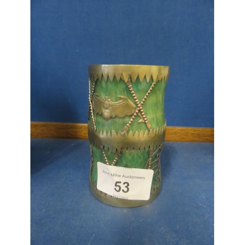 53 - White Metal and Hardstone Small Vase