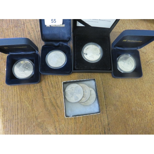 55 - Seven various £5 coins