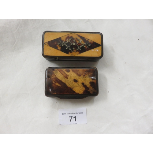 71 - Two Tortoise Shell Snuff Boxes