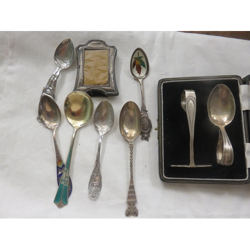 72 - Lot of Mixed Silver Spoons Small Photo Frame etc