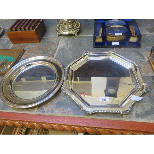 298 - Two odd Silver House Monte Carlo Plated Trays