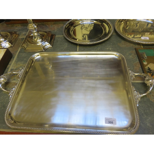 308 - French Silver Plated two handled Tray