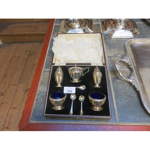 309 - Cased Silver Cruet Set, James Carr