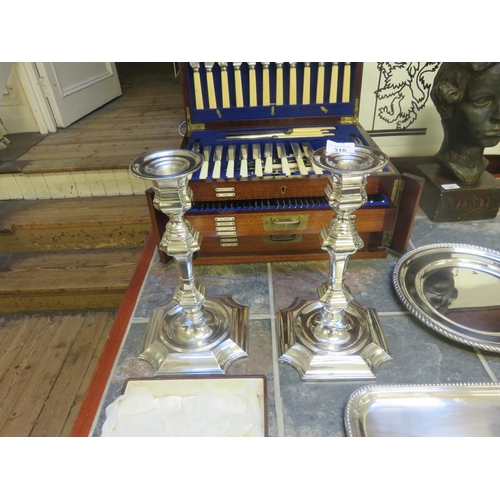 310 - Pair of Silver Plated Candlesticks stamped Christian Dior