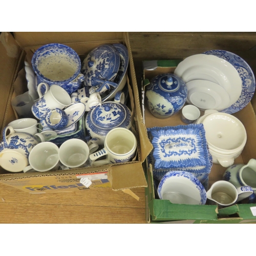 317 - Two boxes Spode and Blue and White Ware