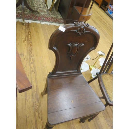 350 - Early Victorian Oak Solid Seat Hall Chair