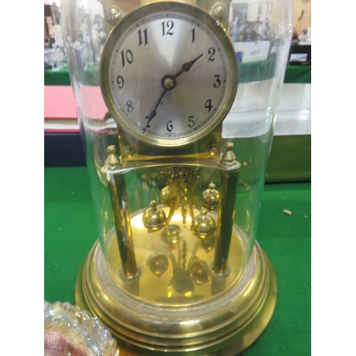 233 - Brass Skeleton Clock with Glass Dome