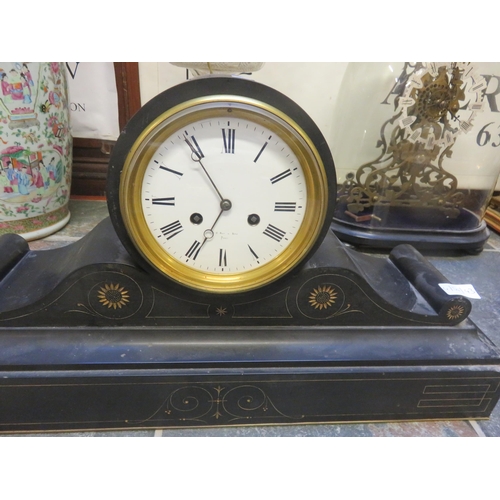 262 - Large Drum Head Slate Mantel Clock