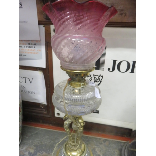 263 - Brass and Glass Lamp with shade