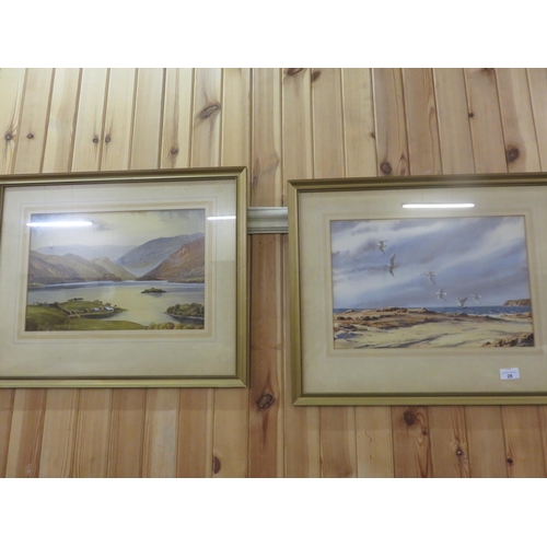 28 - Two Gilt Framed Watercolours depicting Coastal Scenes