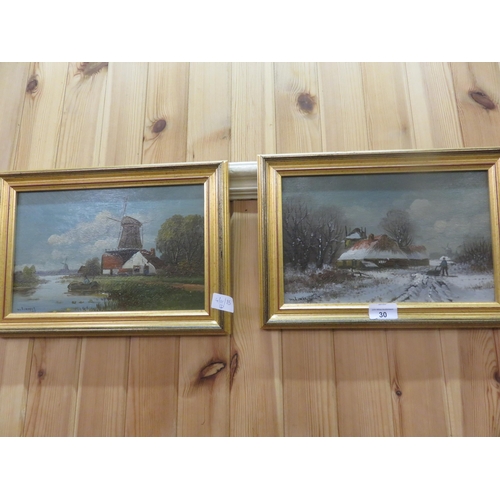 30 - Pair of Small Gilt Framed Oil Paintings 