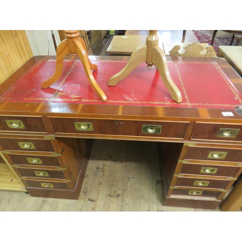 366 - Campaign Style Double Pedestal Writing Desk