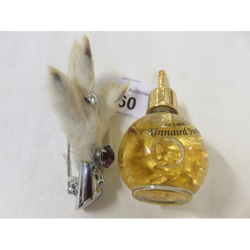 60 - 24ct. Gold Leaf and Rabbits Foot Brooch