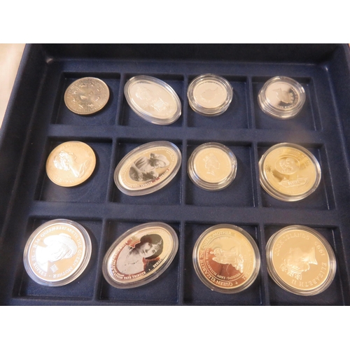 81 - Case containing 10 Silver and 2 other Royalty Coins