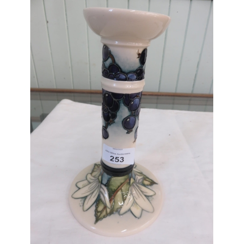 253 - Modern Moorcroft Candle Holder On Cream Ground