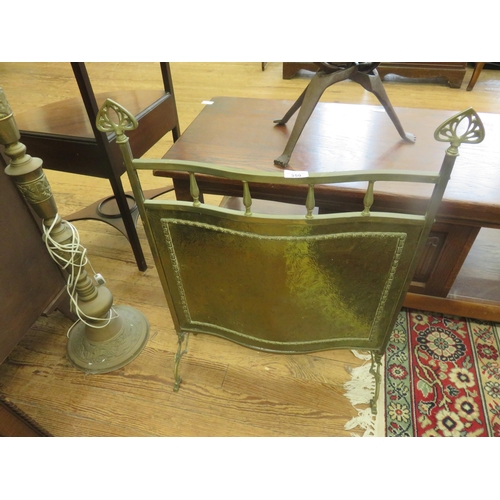 359 - Brass Fire Screen and Standard Lamp