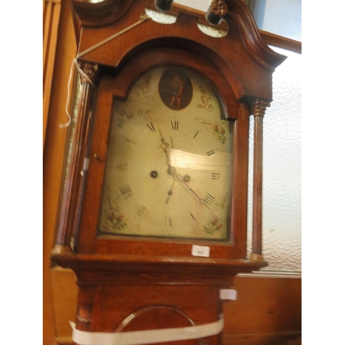 385 - Oak Longcase Clock with Painted Enamel Dial