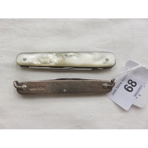 68 - Sheffield Silver Fruit Knife and one other