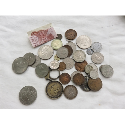 70 - Quantity of Coins, some Silver and 10 Shilling Note