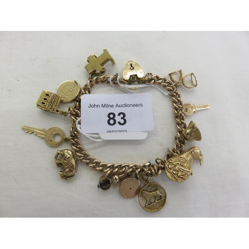 83 - 9ct Gold Charm Bracelet -- 39 grams