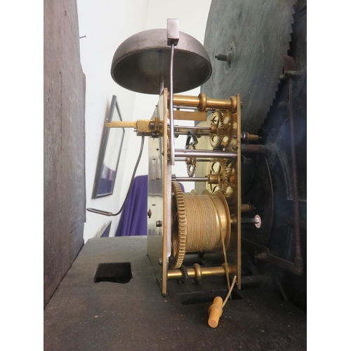 375 - Mahogany Long Cased Clock with Silvered and Brass Sun and Moon Dial by Hampton of Worrington