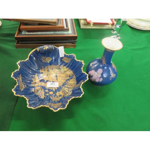 120 - Two pieces of Carlton Ware on Blue Ground