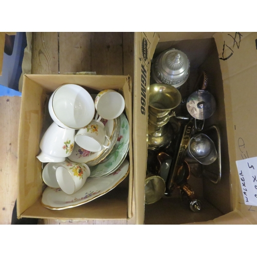 144 - Box of Plated Items and Brass