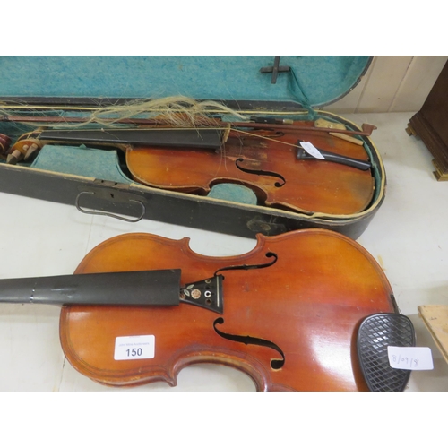 150 - German Violin and Cased Violin