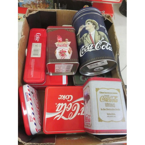 151 - Box with various Coca Cola Tins