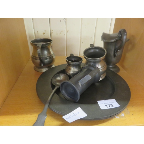 170 - Small lot of Pewter items, Plates, Jugs etc.