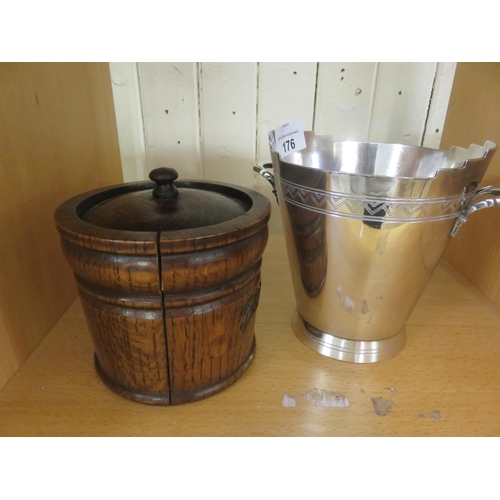 176 - Wooden Tobacco Jar and lid and small ice bucket