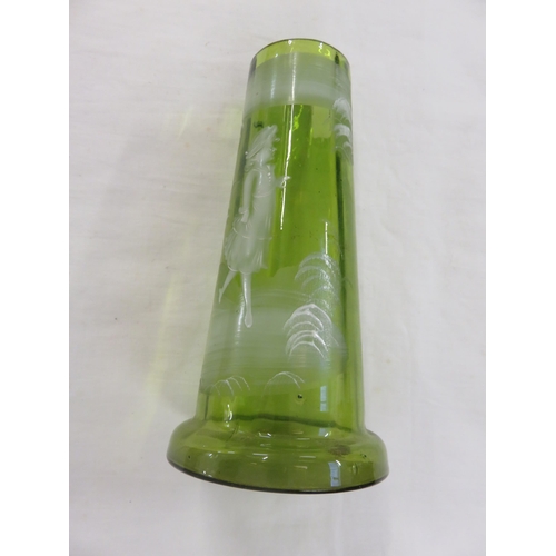 188 - Mary Gregory Style Green Glass Vase