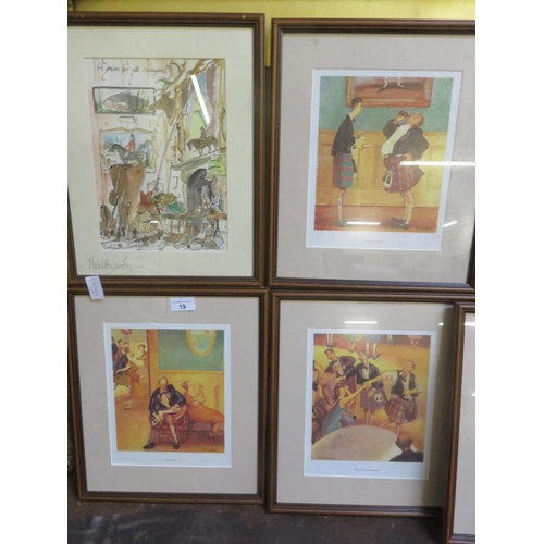 19 - Four framed Cockburn Cartoon Prints and one other