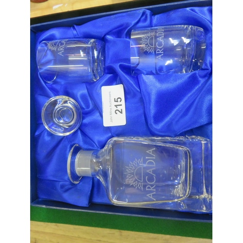 215 - Boxed Royal Albert Crystal and small Boxed Decanter with two Glasses