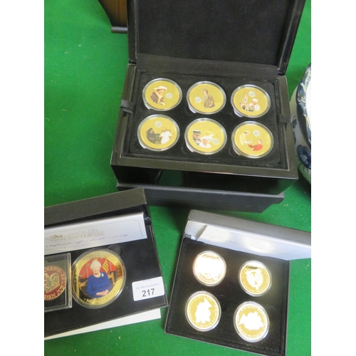 217 - 6 Coin Gold Plated Commemorative Set and two others