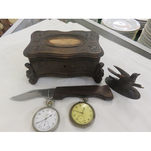 226 - Trinket Box, two Pocket Watches, Pocket Knife etc.