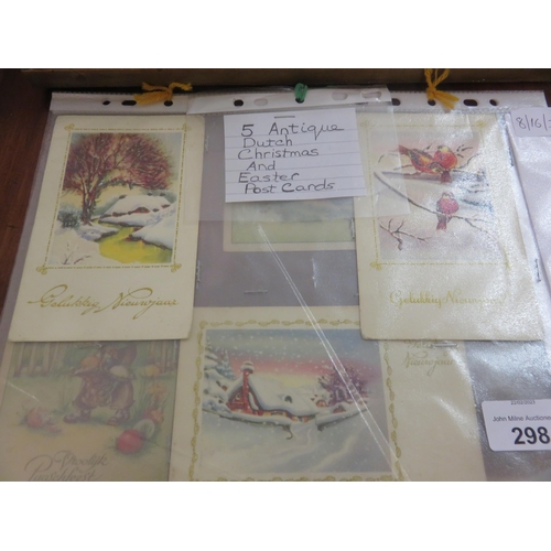 298 - Five Antique Dutch Easter and Christmas Cards