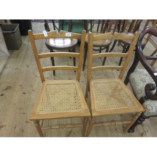 335 - Pair of Light Wood Cane Seat Chairs