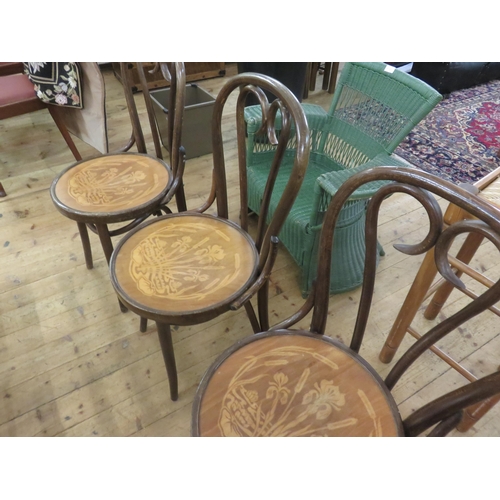 338 - Three Inlaid Bentwood Chairs